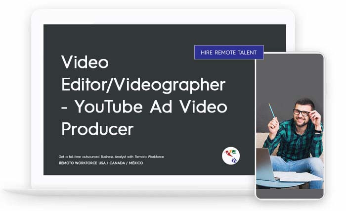 USA and CANADA tumbnail for Video Editor/Videographer - YouTube Ad Video Producer it looks like on a laptop or mobile view