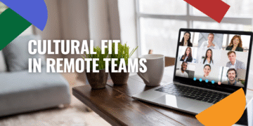 Split-screen image showing a frustrated hiring manager at a desk and a smiling remote worker waving on a video call, highlighting misconceptions about outsourcing