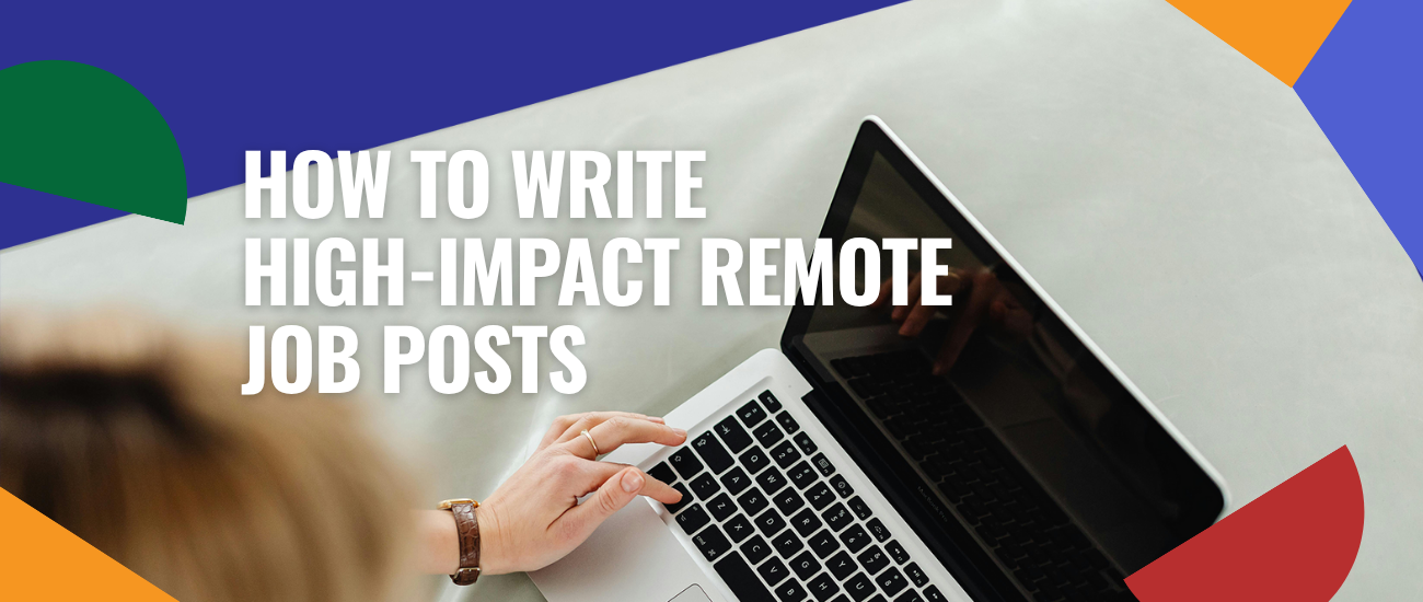Person typing on a laptop with a blank screen, symbolizing the creation of compelling remote job postings.